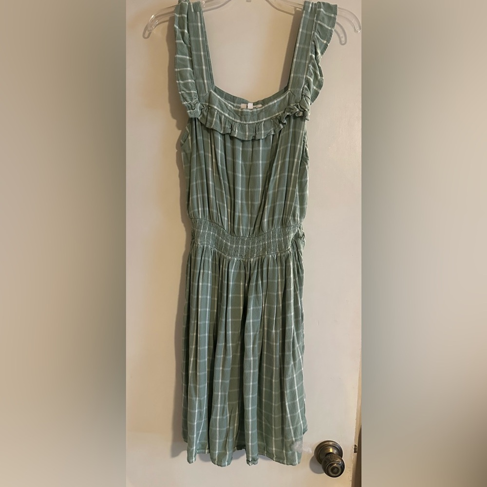 Green Plaid Sleeveless Dress